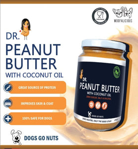 DOGS GO NUTS FOR DR. PEANUT BUTTER WITH COCONUT OIL !